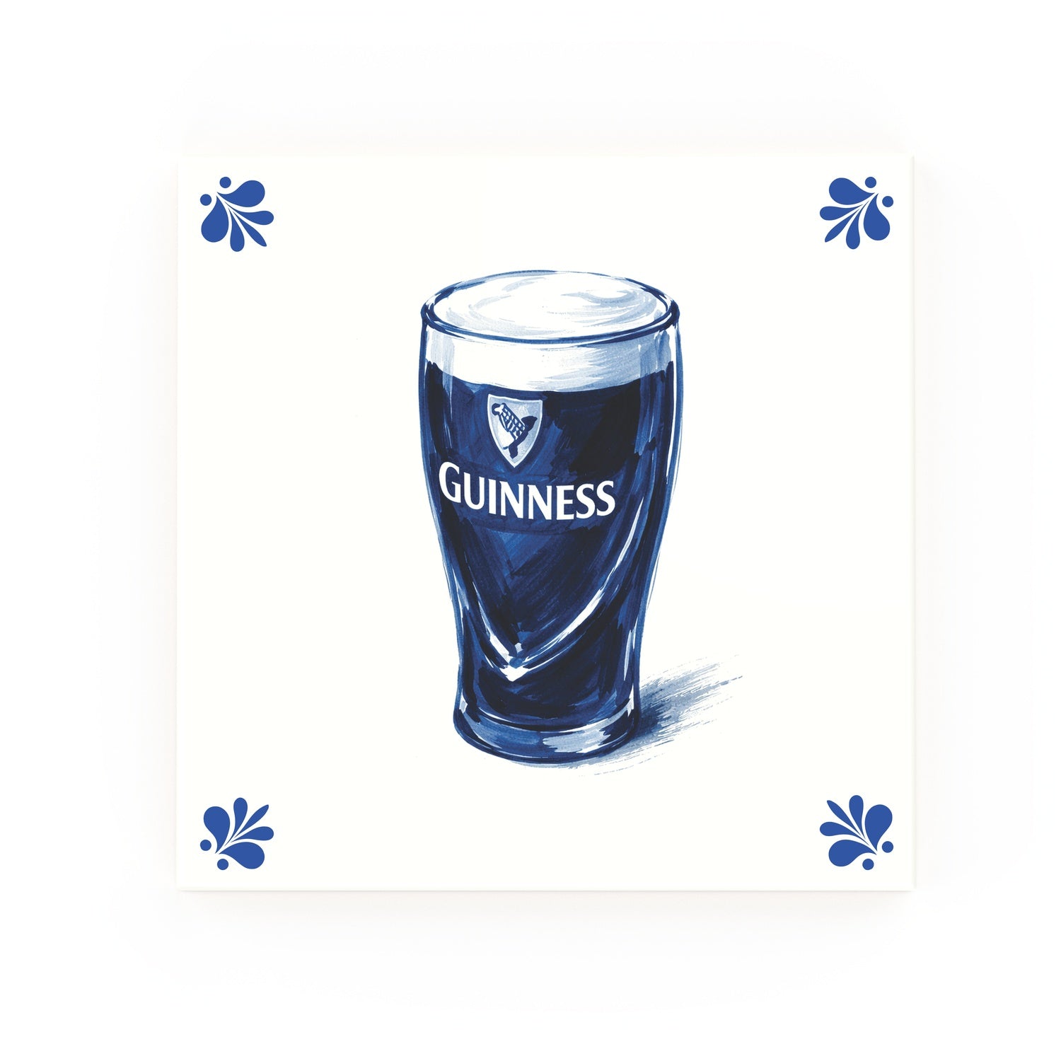 Pint of Guinness Delft blue tile – modern rounded corners
