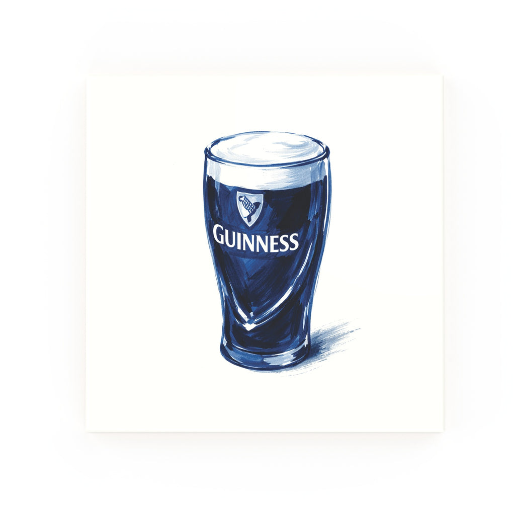 Delft blue ceramic tile no border – Pint of Guinness design