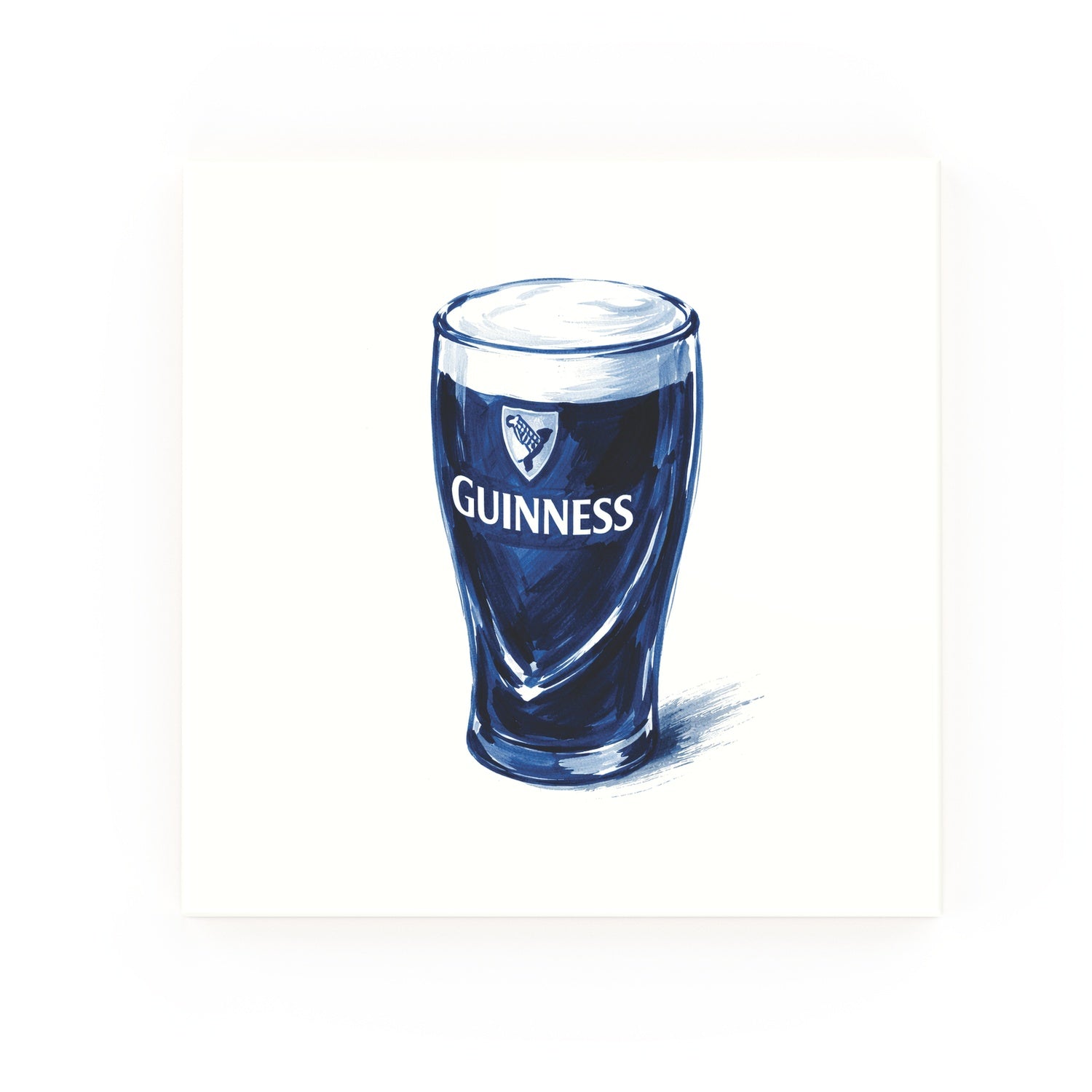 Delft blue ceramic tile no border – Pint of Guinness design