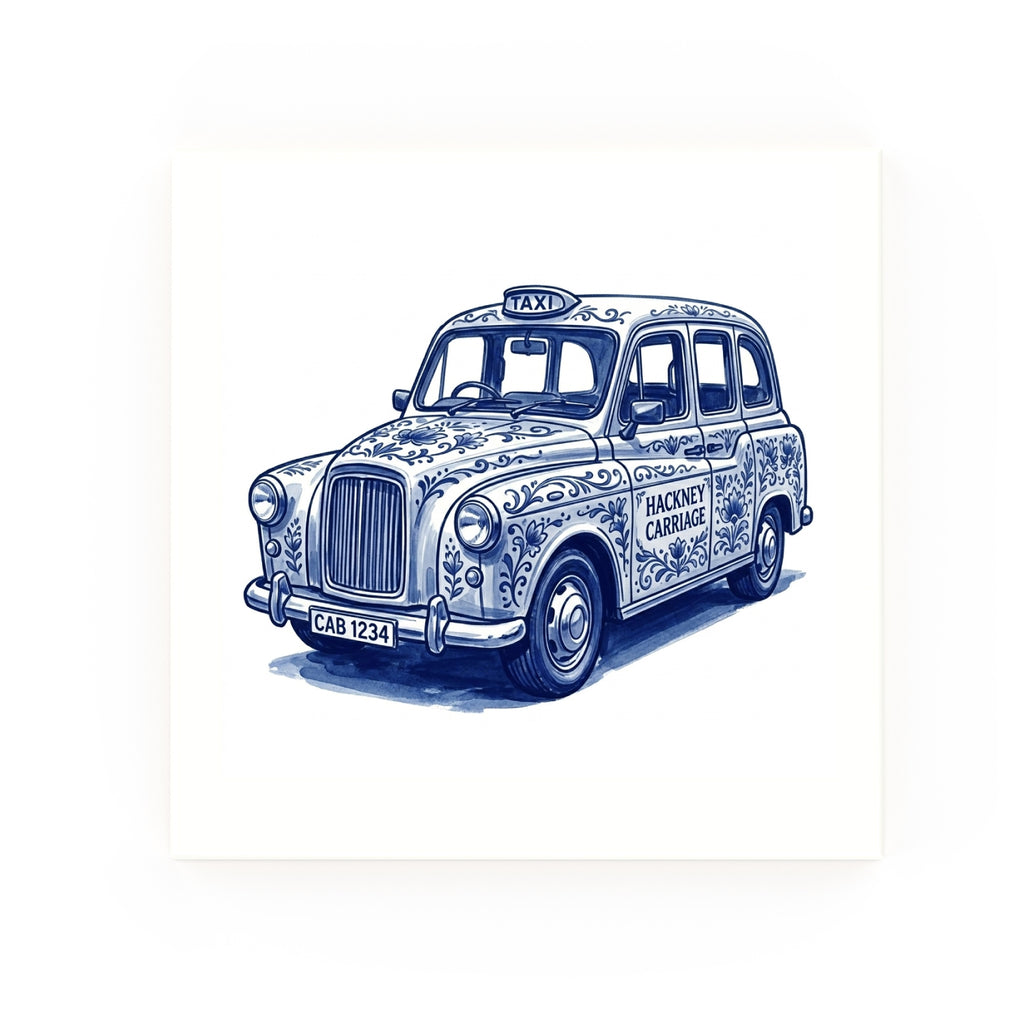 Delft blue ceramic tile no border – Hackney Taxi Cab design