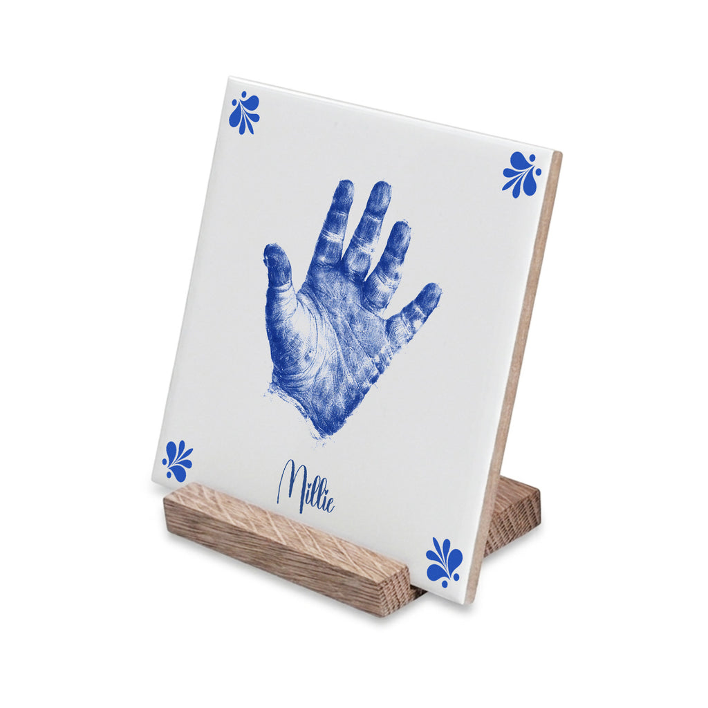Handprint | Delft Blue Ceramic Tile