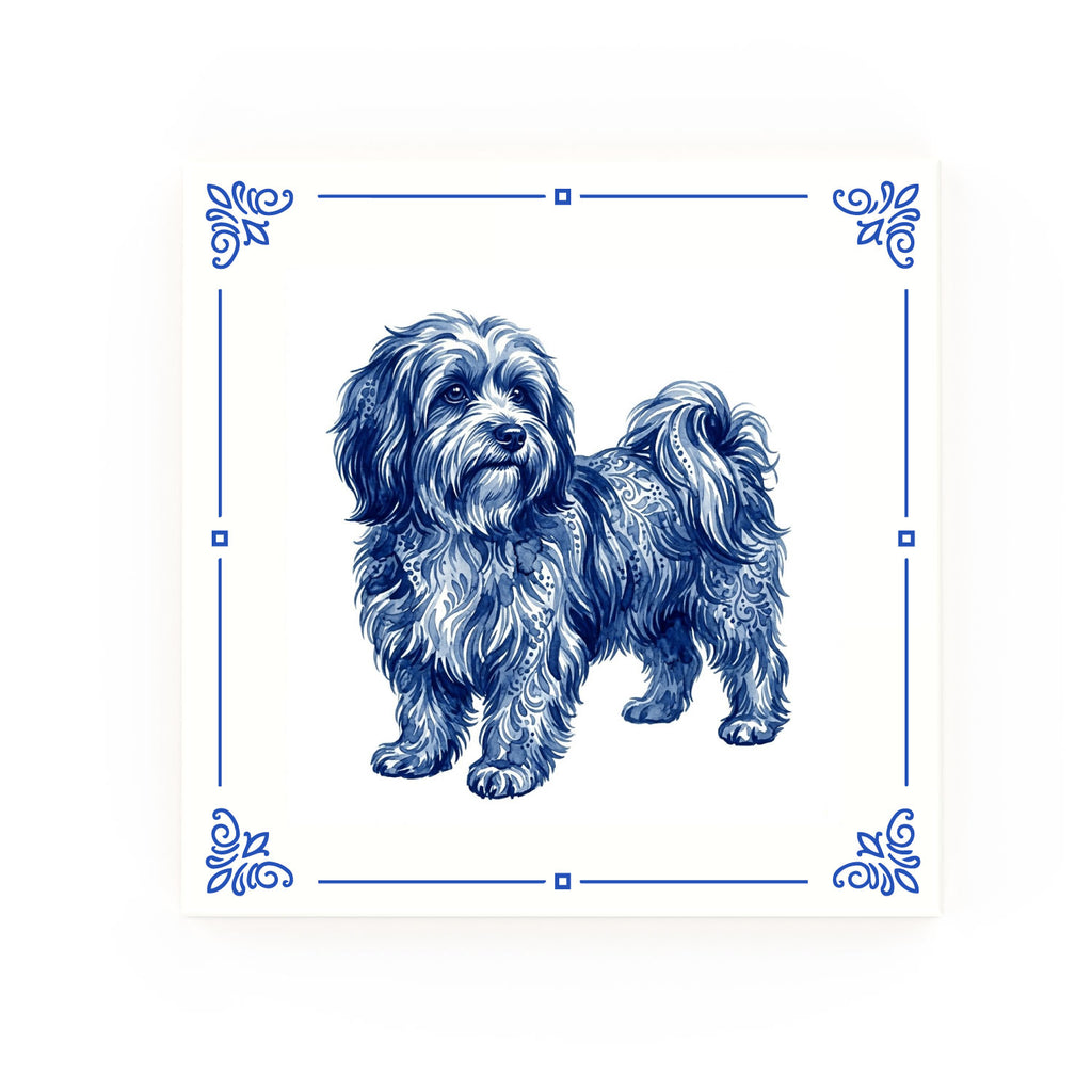 Havanese Delft blue decorative ceramic tile – Classic corner style