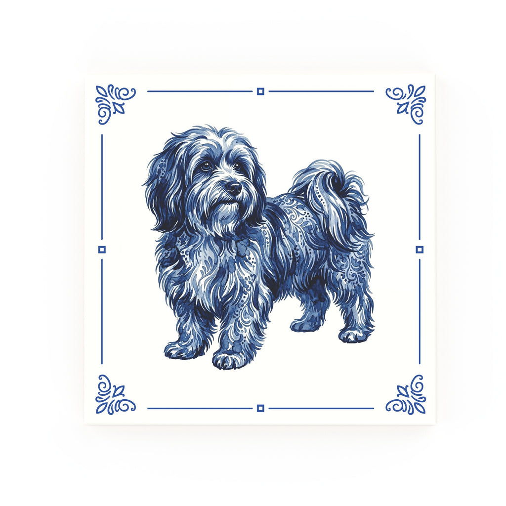 Havanese Delft blue decorative ceramic tile – Classic corner style