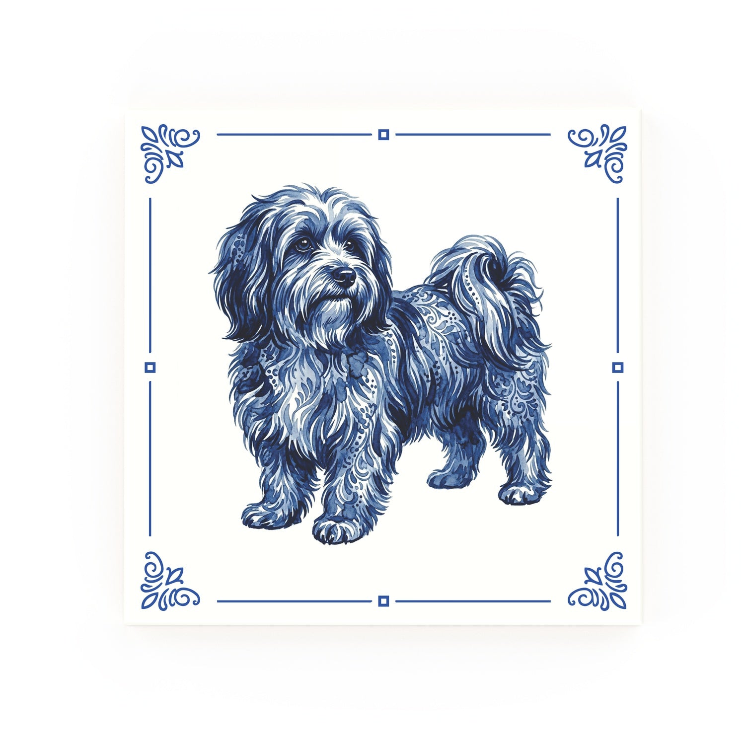Havanese Delft blue decorative ceramic tile – Classic corner style
