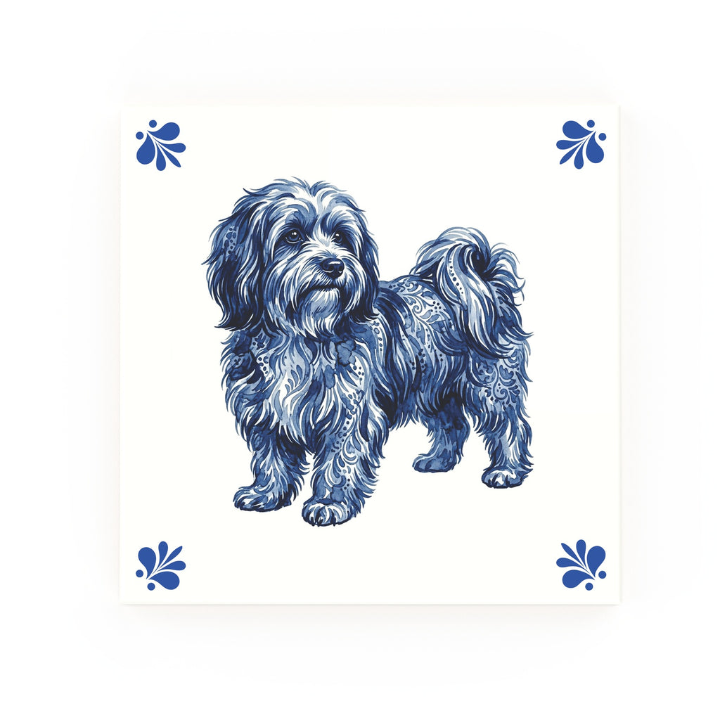 Havanese Delft blue decorative ceramic tile – Modern corner style