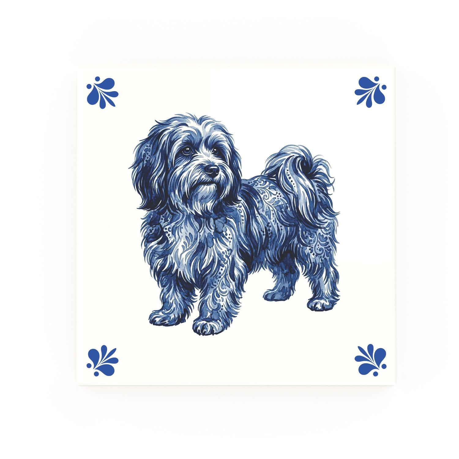 Havanese Delft blue decorative ceramic tile – Modern corner style