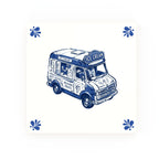 Ice Cream Van Delft blue decorative ceramic tile – Modern corner style