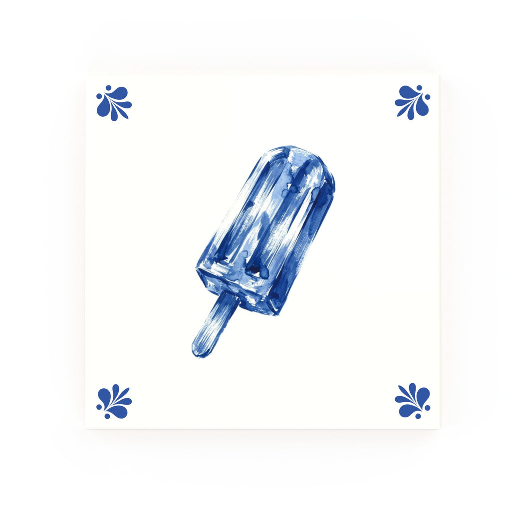 Ice Lolly Delft blue decorative ceramic tile – Modern corner style