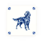 Irish Setter Delft blue decorative ceramic tile – Modern corner style