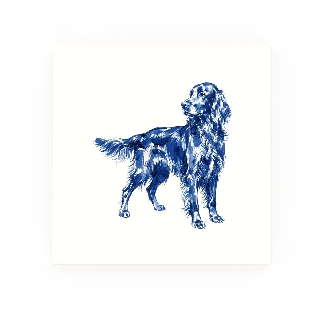 Irish Setter Delft blue decorative ceramic tile – no corner style