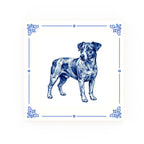 Jack Russell Delft blue decorative ceramic tile – Classic corner style