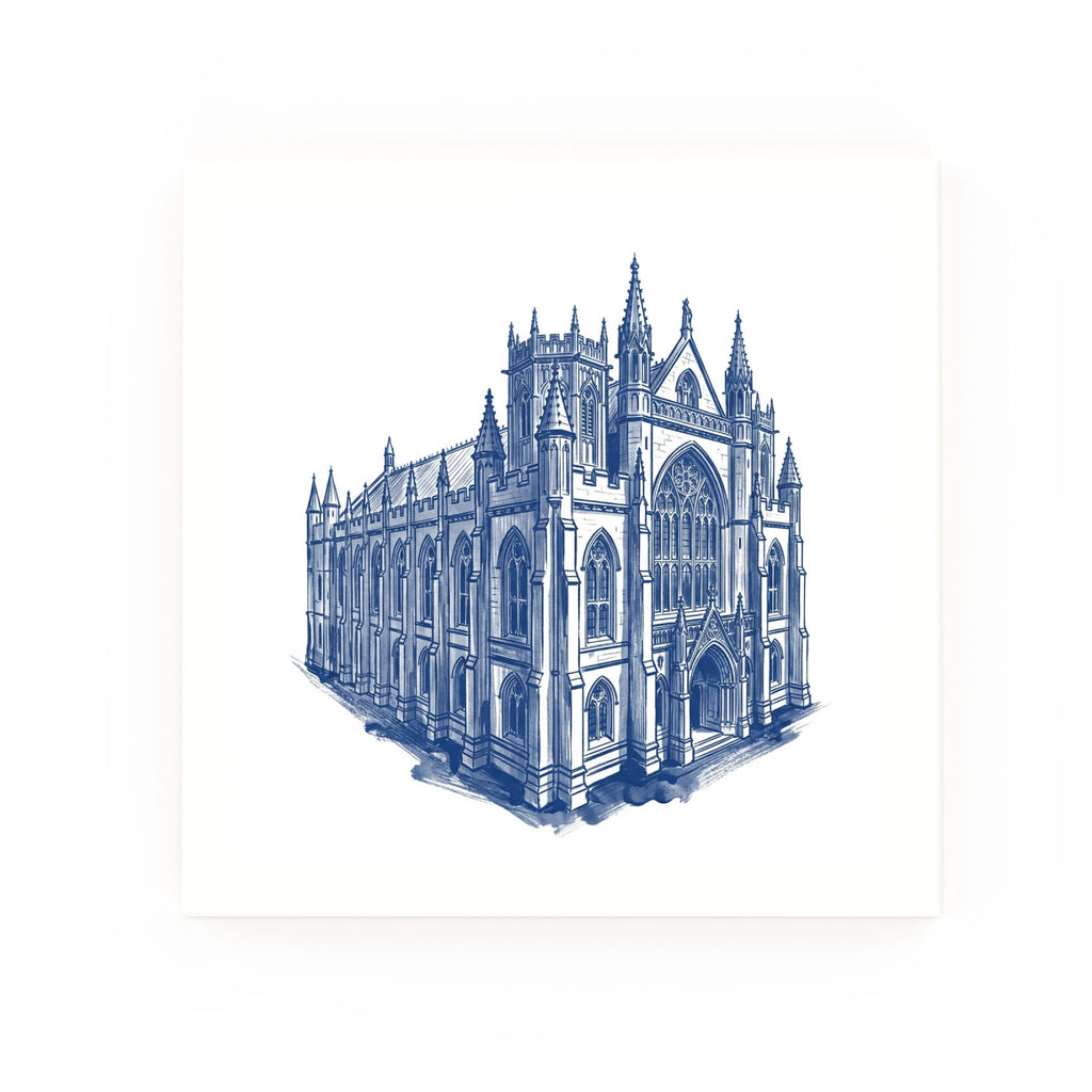 John Rylands Library Delft blue decorative ceramic tile – no corner style