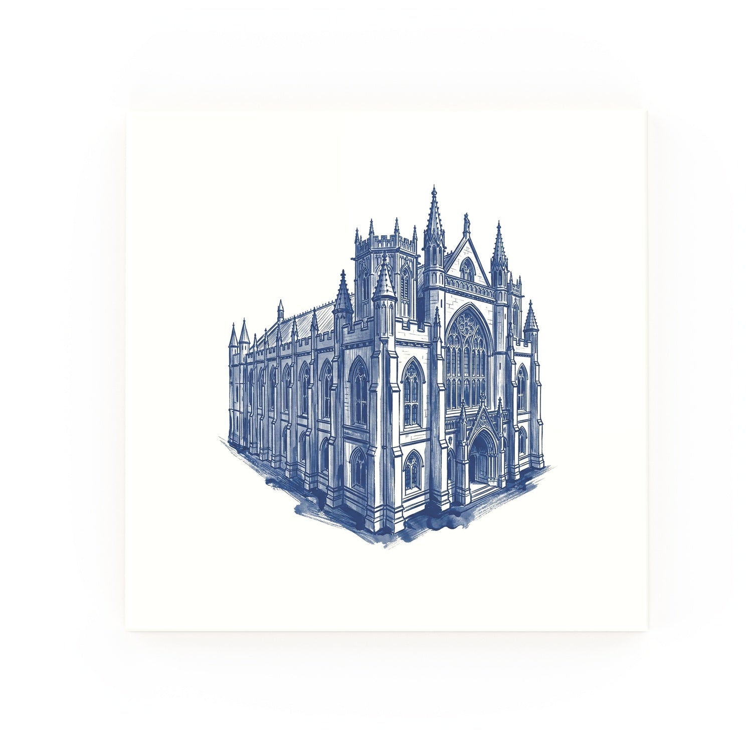 John Rylands Library Delft blue decorative ceramic tile – no corner style