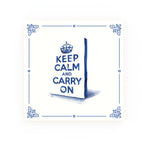 Keep Calm and Carry On Delft blue decorative ceramic tile – Classic corner style