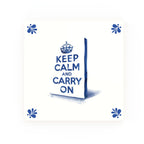 Keep Calm and Carry On Delft blue decorative ceramic tile – Modern corner style