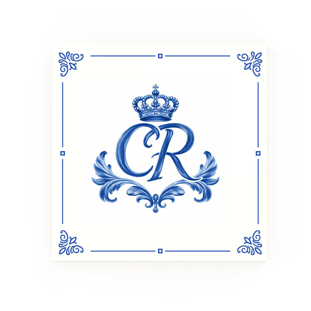 Kings Insignia Delft blue decorative ceramic tile – classic corners