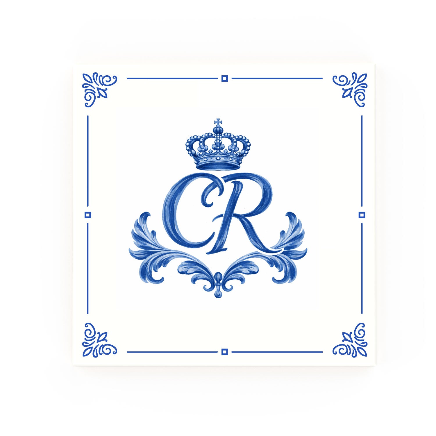 Kings Insignia Delft blue decorative ceramic tile – classic corners