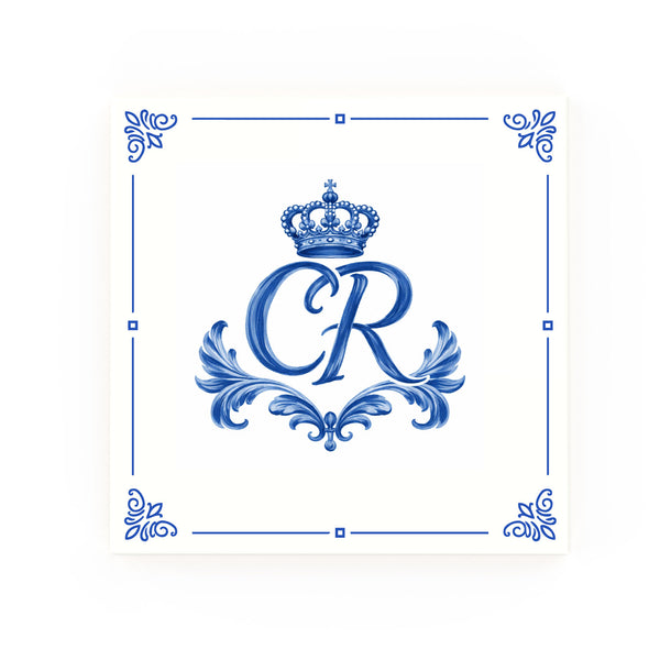 Kings Insignia Delft blue decorative ceramic tile – classic corners