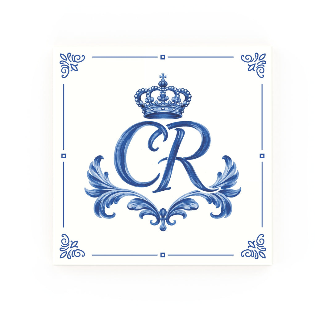 Kings Insignia Delft blue decorative ceramic tile – classic corners