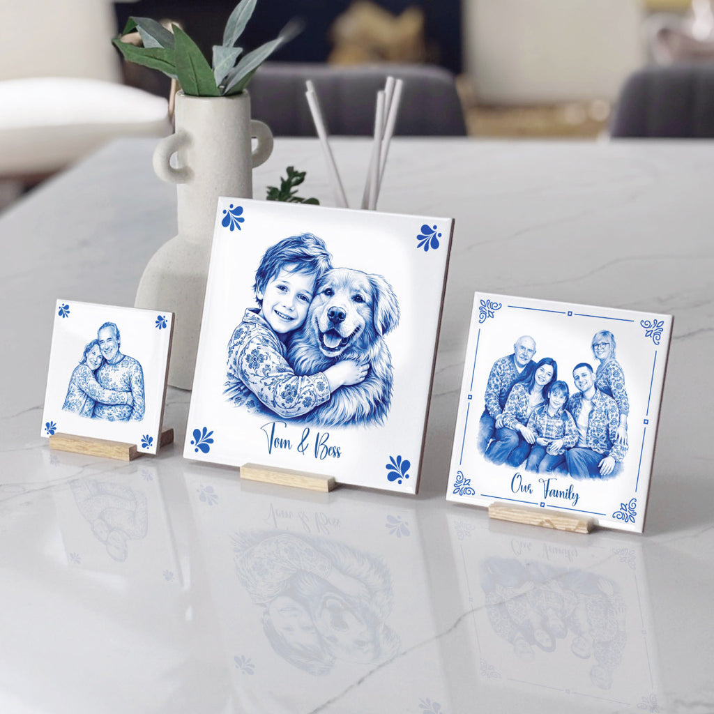 Delft blue tile displayed as decorative kitchen accent