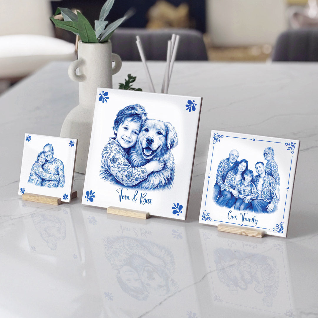 Delft blue tile displayed as decorative kitchen accent