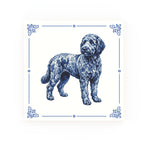 Labradoodle Delft blue decorative ceramic tile – Classic corner style
