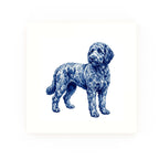 Labradoodle Delft blue decorative ceramic tile – no corner style