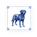 Labrador Retriever Delft blue decorative ceramic tile – Classic corner style