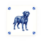 Labrador Retriever Delft blue decorative ceramic tile – Modern corner style