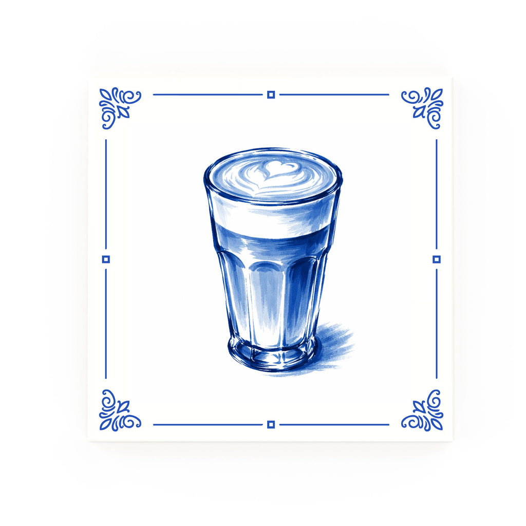 Latte Delft blue decorative ceramic tile – Classic corner style