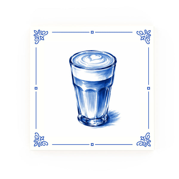 Latte Delft blue decorative ceramic tile – Classic corner style