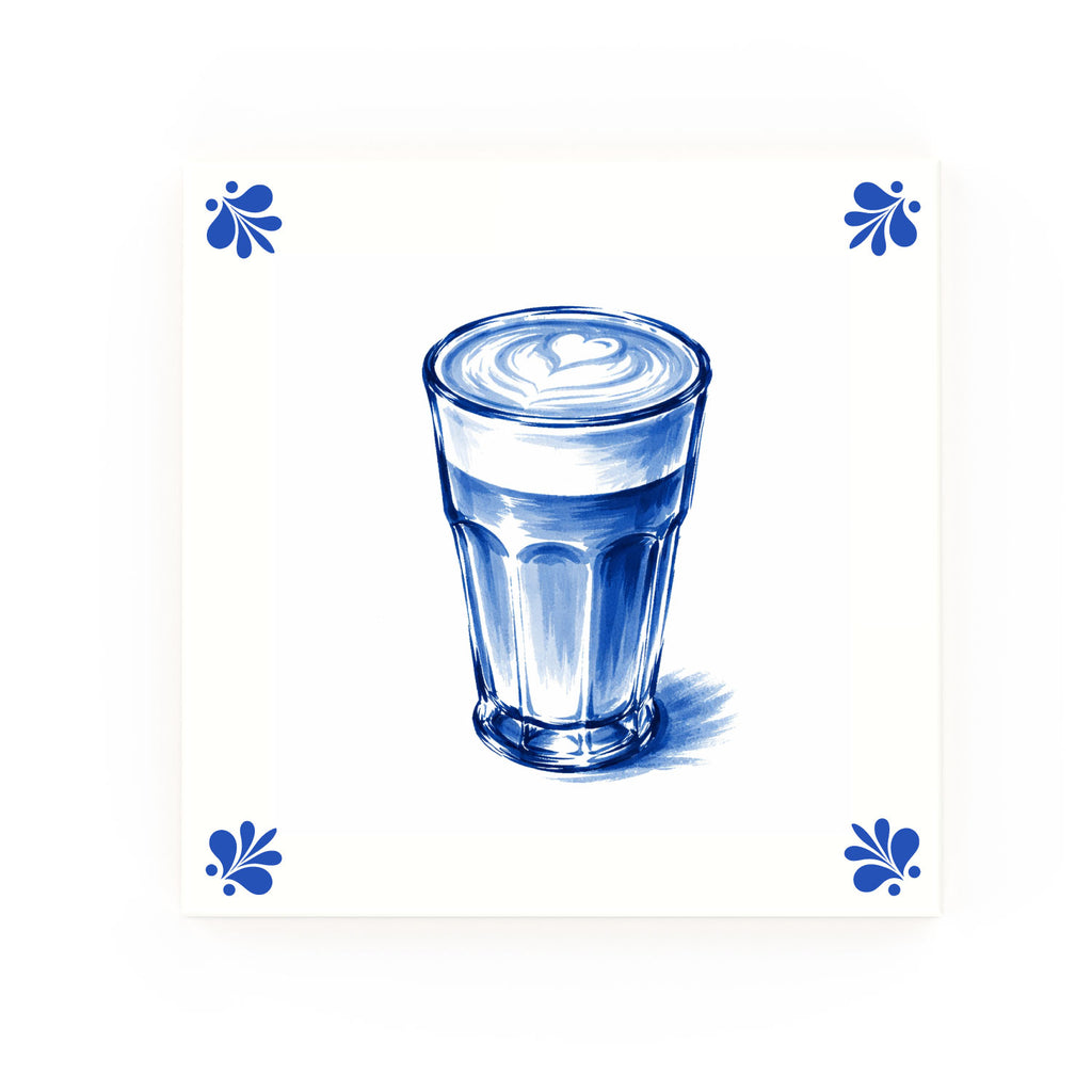 Latte Delft blue decorative ceramic tile – Modern corner style