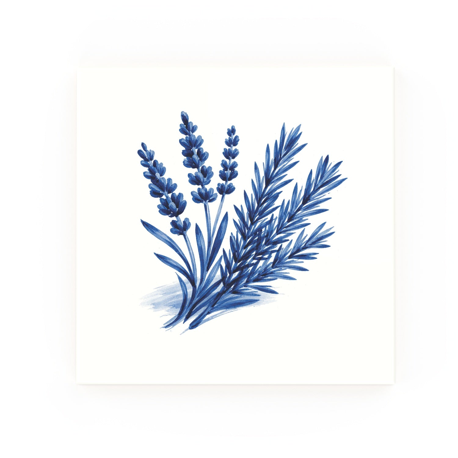 Lavender + Rosemary Delft blue decorative ceramic tile – no corner style
