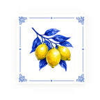 Lemons Delft blue decorative ceramic tile – Classic corner style