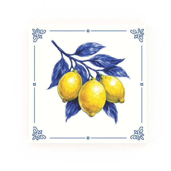 Lemons Delft blue decorative ceramic tile – Classic corner style
