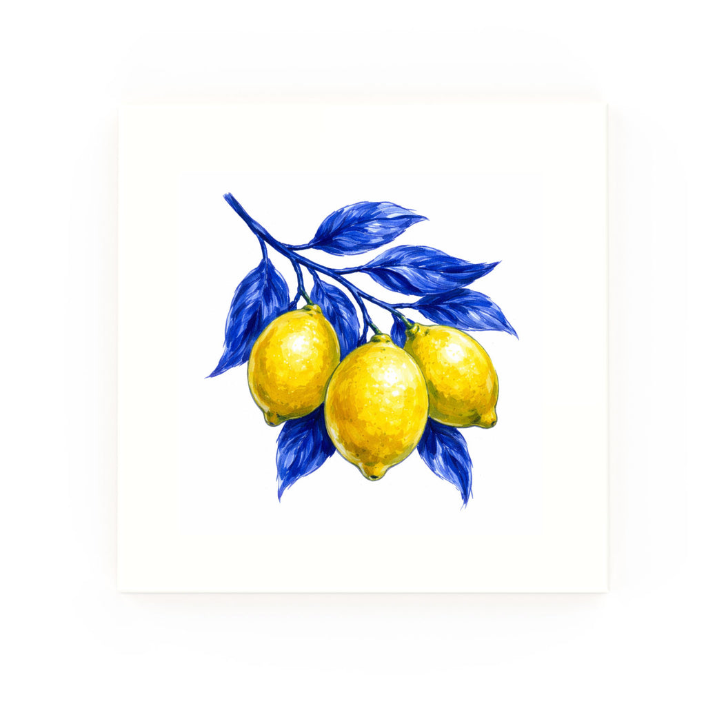 Lemons Delft blue decorative ceramic tile – no corner style