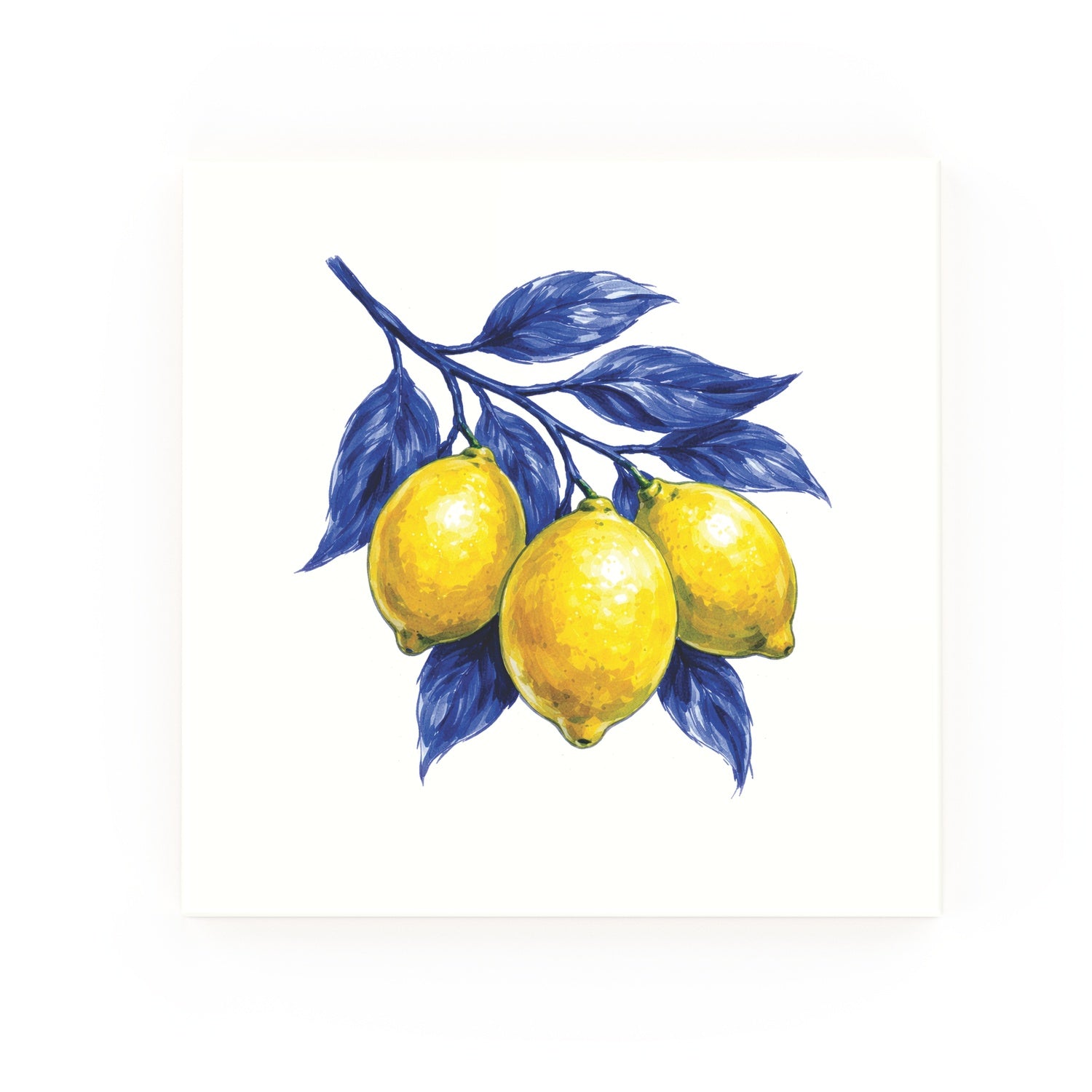 Lemons Delft blue decorative ceramic tile – no corner style