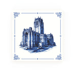Liverpool Cathedral decorative Delft blue ceramic tile – Classic corners