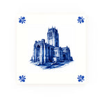 Liverpool Cathedral decorative Delft blue ceramic tile – Modern corners