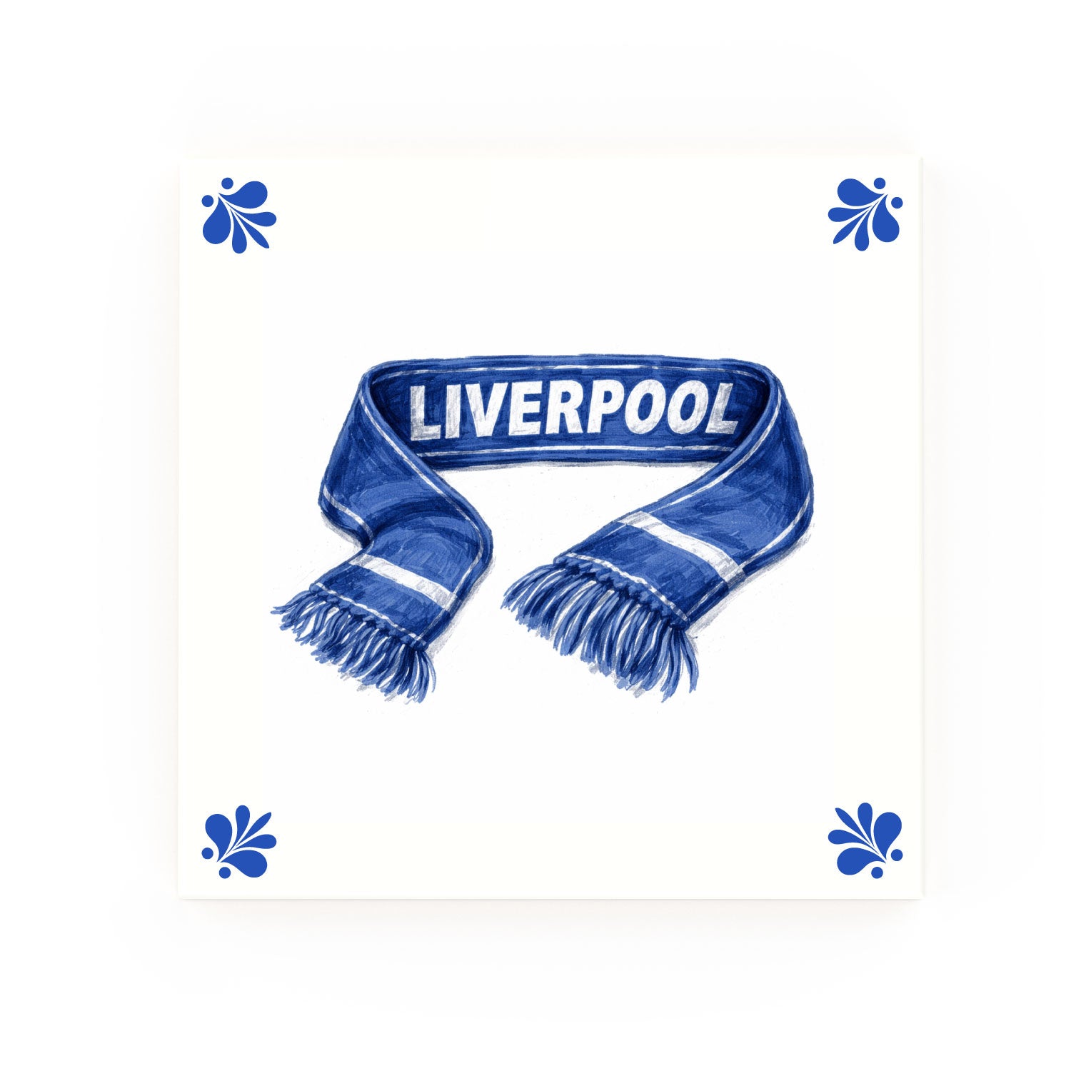 Liverpool Scarf Delft blue decorative ceramic tile – Modern corner style