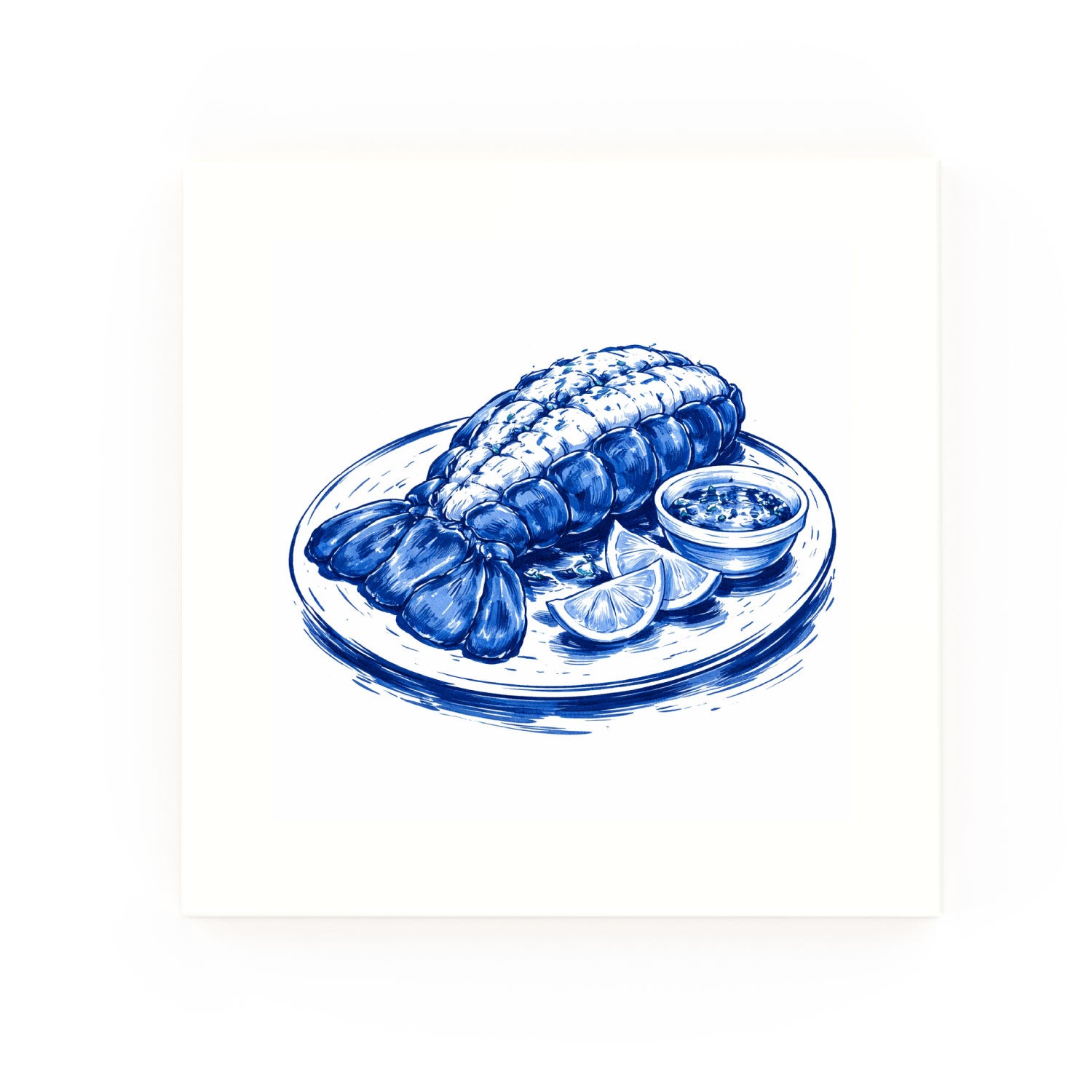 Lobster Tail Delft blue decorative ceramic tile – no corner style