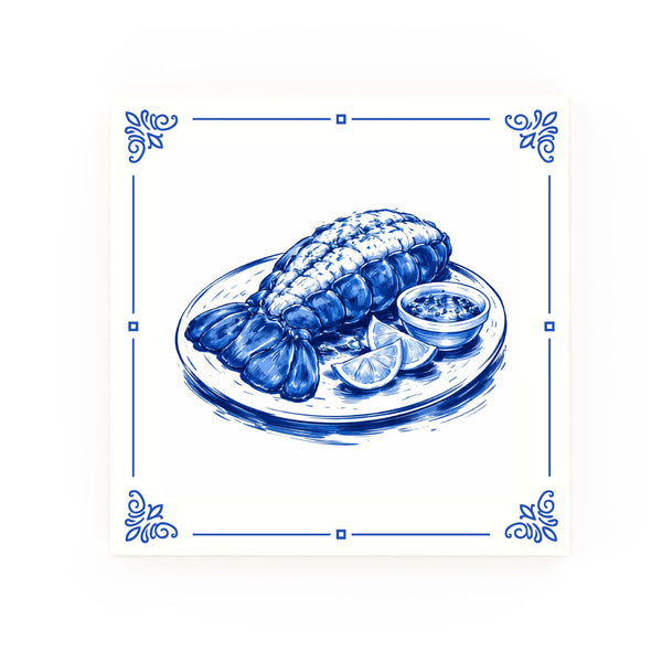 Lobster Tail Delft blue decorative ceramic tile – Classic corner style
