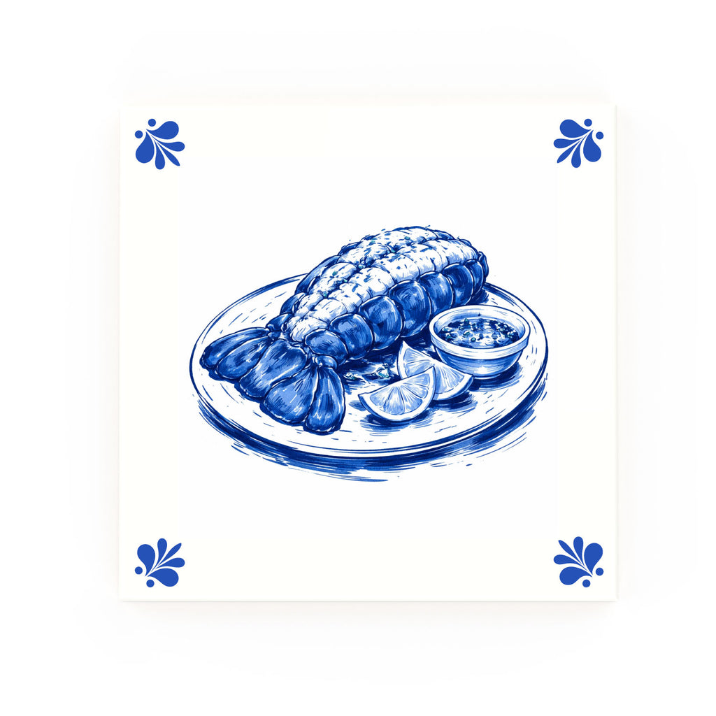 Lobster Tail Delft blue decorative ceramic tile – Modern corner style