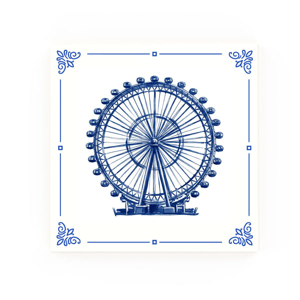 London Eye Delft blue decorative ceramic tile – Classic corner style