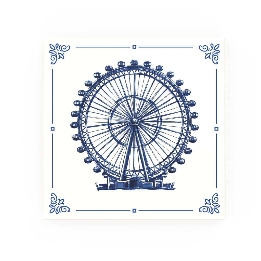 London Eye Delft blue decorative ceramic tile – Classic corner style