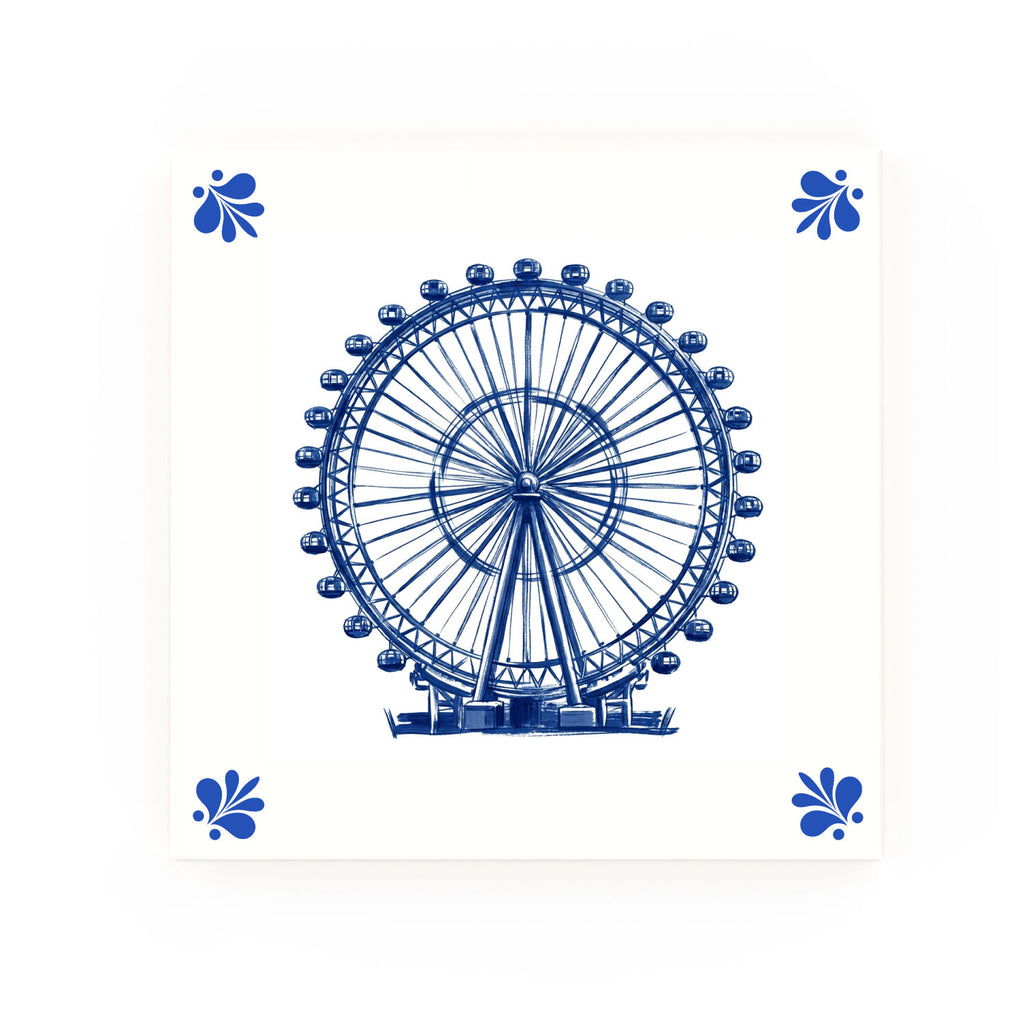 London Eye Delft blue decorative ceramic tile – Modern corner style
