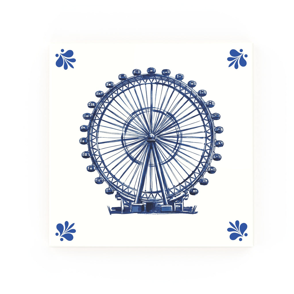 London Eye Delft blue decorative ceramic tile – Modern corner style