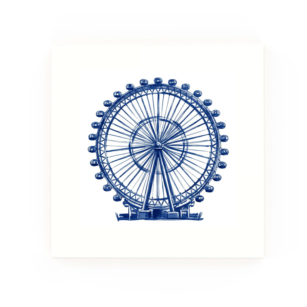 London Eye Delft blue decorative ceramic tile – no corner style