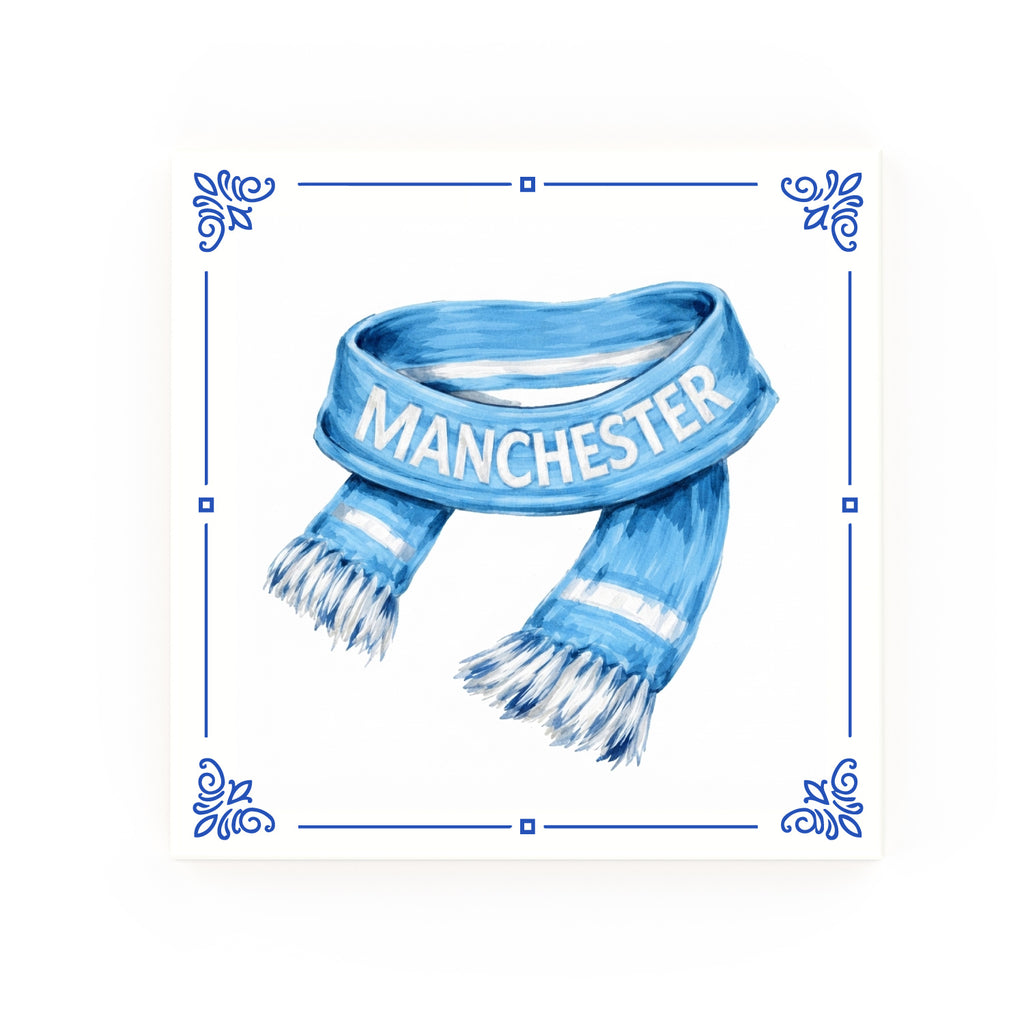 Manchester Blue Scarf Delft blue decorative ceramic tile – Classic corner style