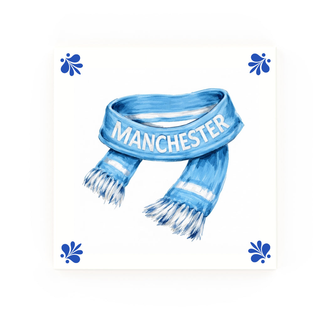 Manchester Blue Scarf Delft blue decorative ceramic tile – Modern corner style